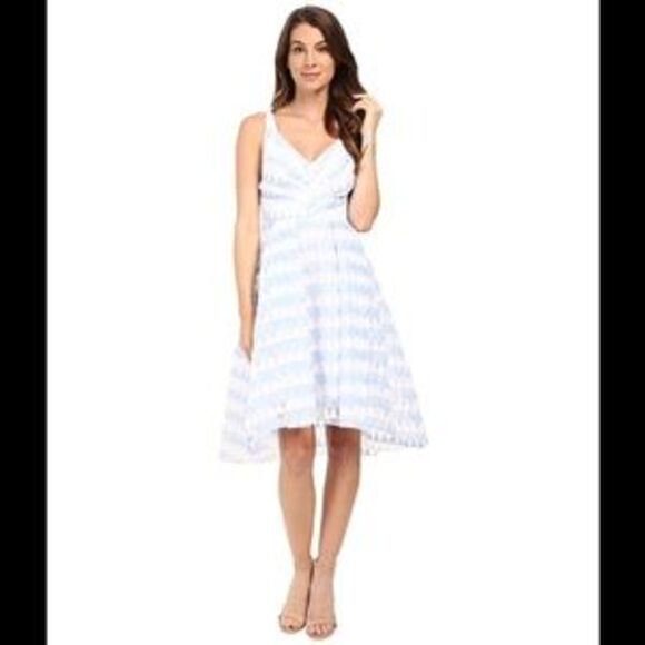 Eva Franco Zander Fit and Flare High Low Knee Length Dress - Picture 1 of 3